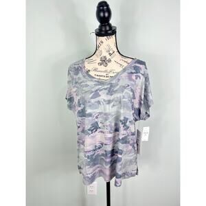 NWT RBX Purple Gray Camo V-neck Short Sleeve Shirt